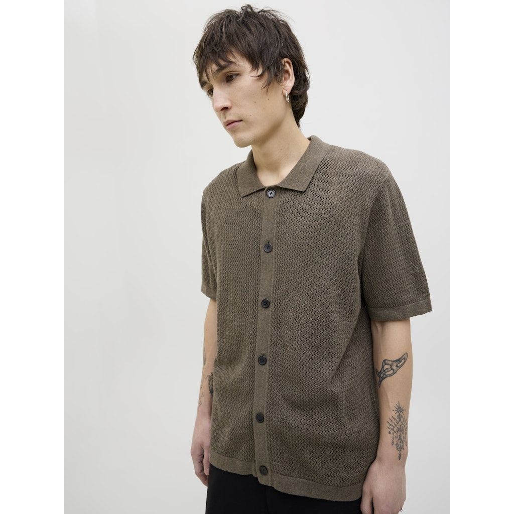 JACK & JONES Polo marškiniai trumpos rank. vyrams, Ruda, Blaarto knit polo 7