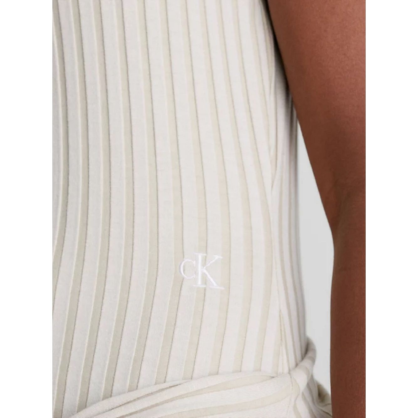 CALVIN KLEIN JEANS Midi suknelė moterims, Smėlio, Zipper elongated rib dress 4