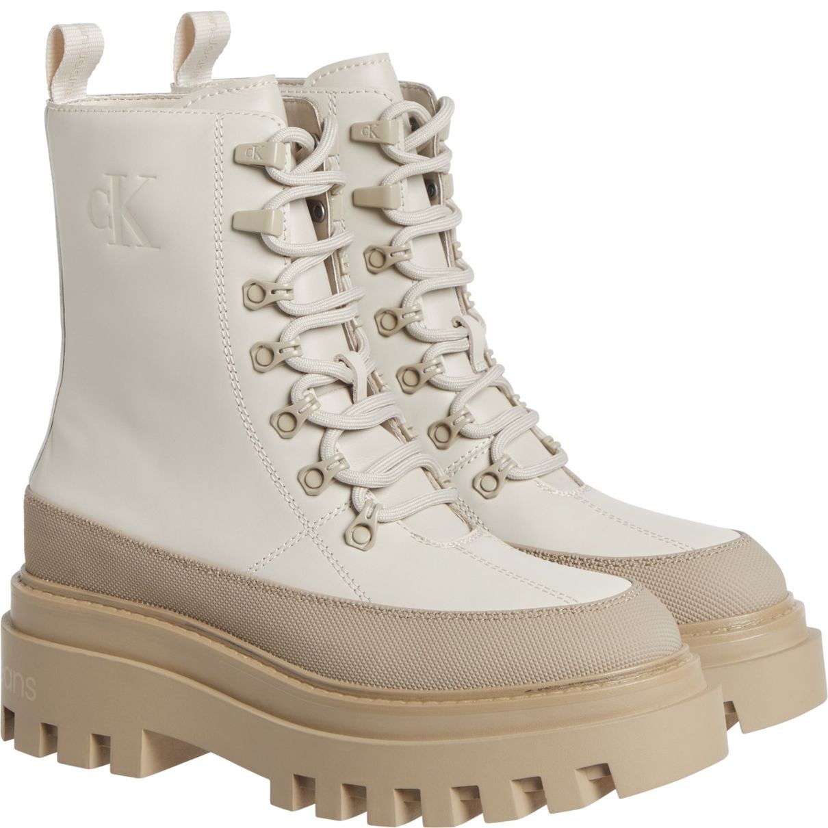 CALVIN KLEIN JEANS Aulinukai moterims, Smėlio, Flatform lace up boot 1