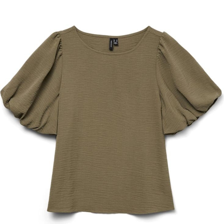 VERO MODA Palaidinės moterims, Chaki, Alva ballon sleeve top