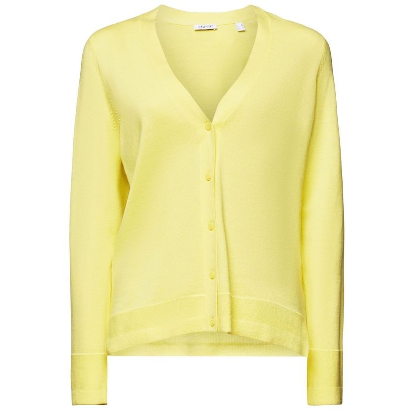 ESPRIT Kardiganas moterims, Geltona, v-neck cotton cardigan 1