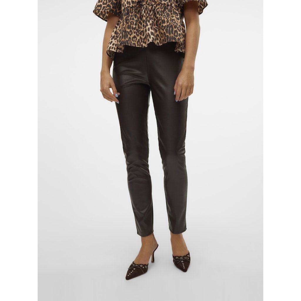 VERO MODA Odinės kelnės moterims, Ruda, Ciff leggings 5