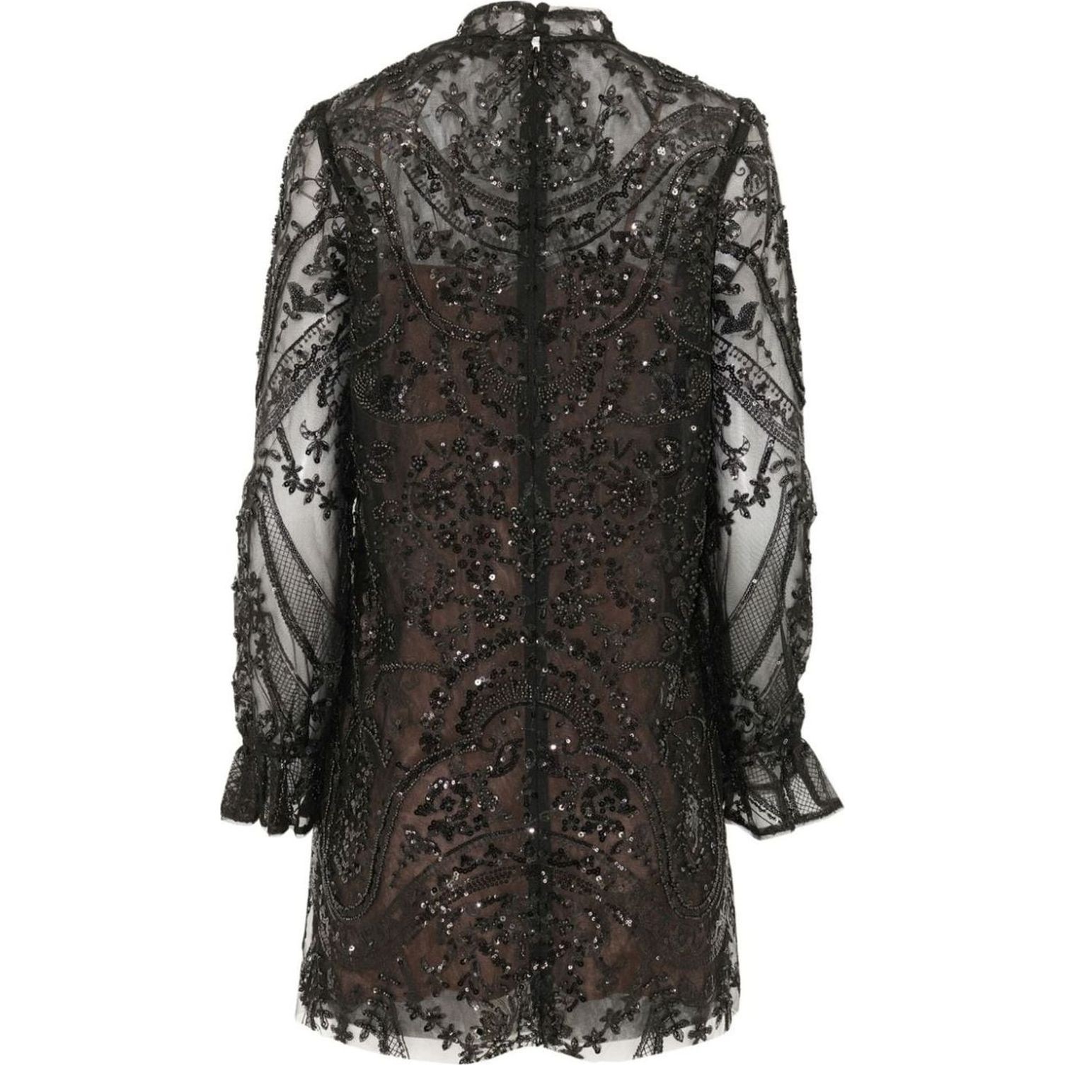 SELF PORTRAIT Mini suknelė moterims, Juoda, Paisley sequin mini dress 2