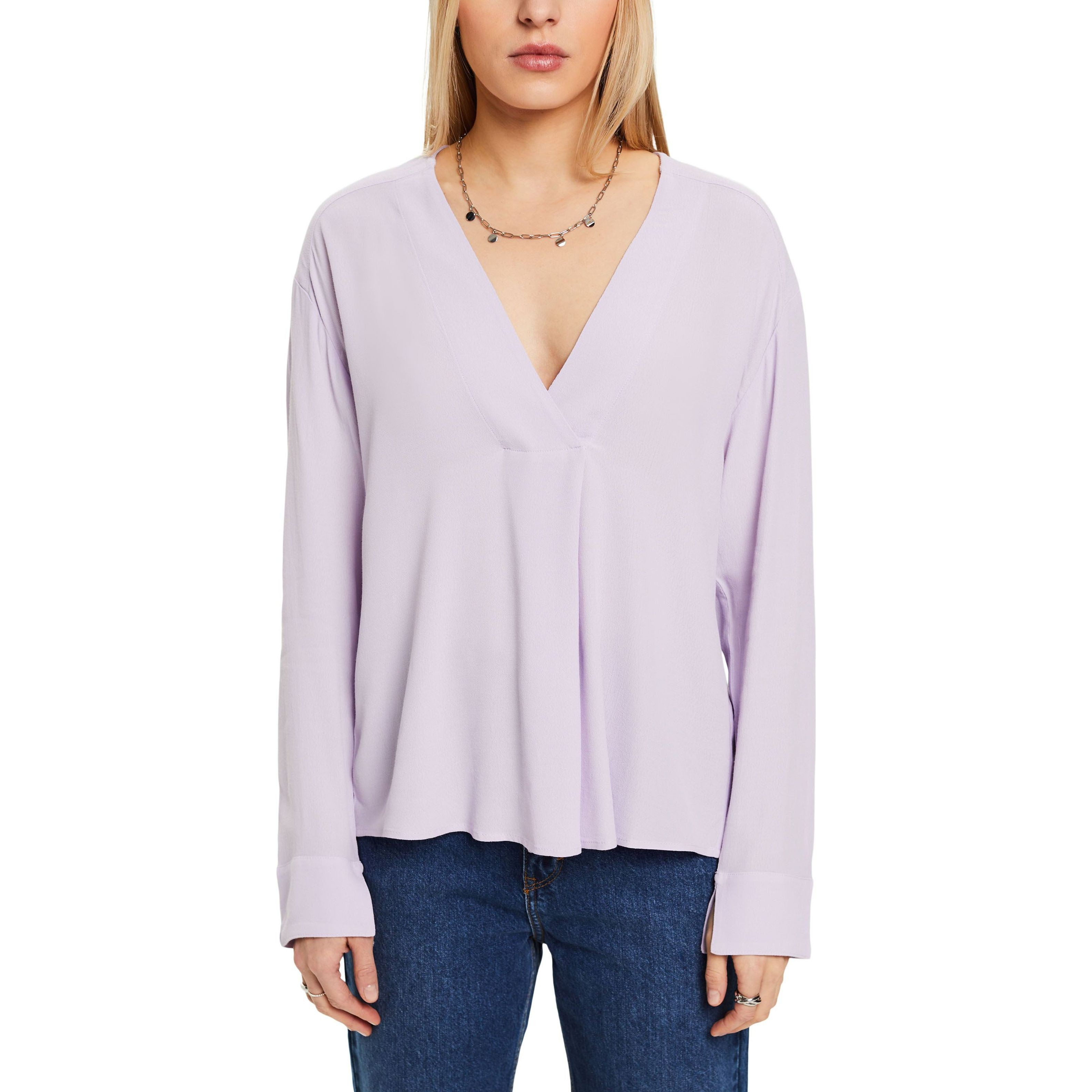ESPRIT Palaidinės moterims, purple, Cr?pe V-Neck Blouse 2