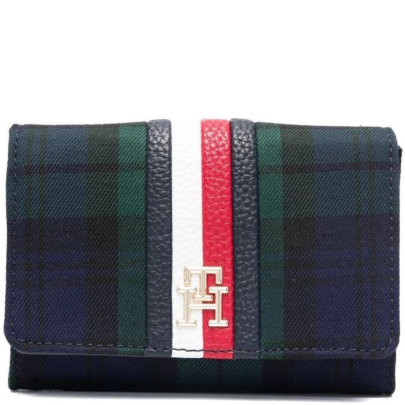 TOMMY HILFIGER Piniginė moterims, Juoda, EMBLEM MED WALLET BLACKWATCH 1