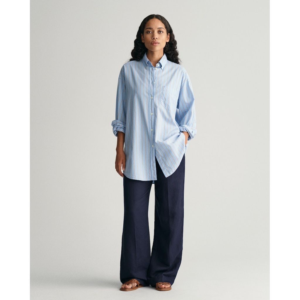 GANT Kelnės moterims, Mėlyna, REL LINEN BLEND PULL ON PANTS 5