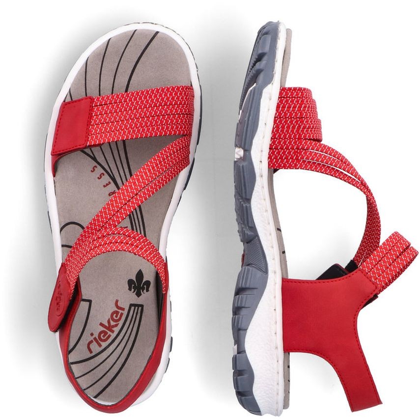 RIEKER Basutės moterims, Raudona, SANDALS 14