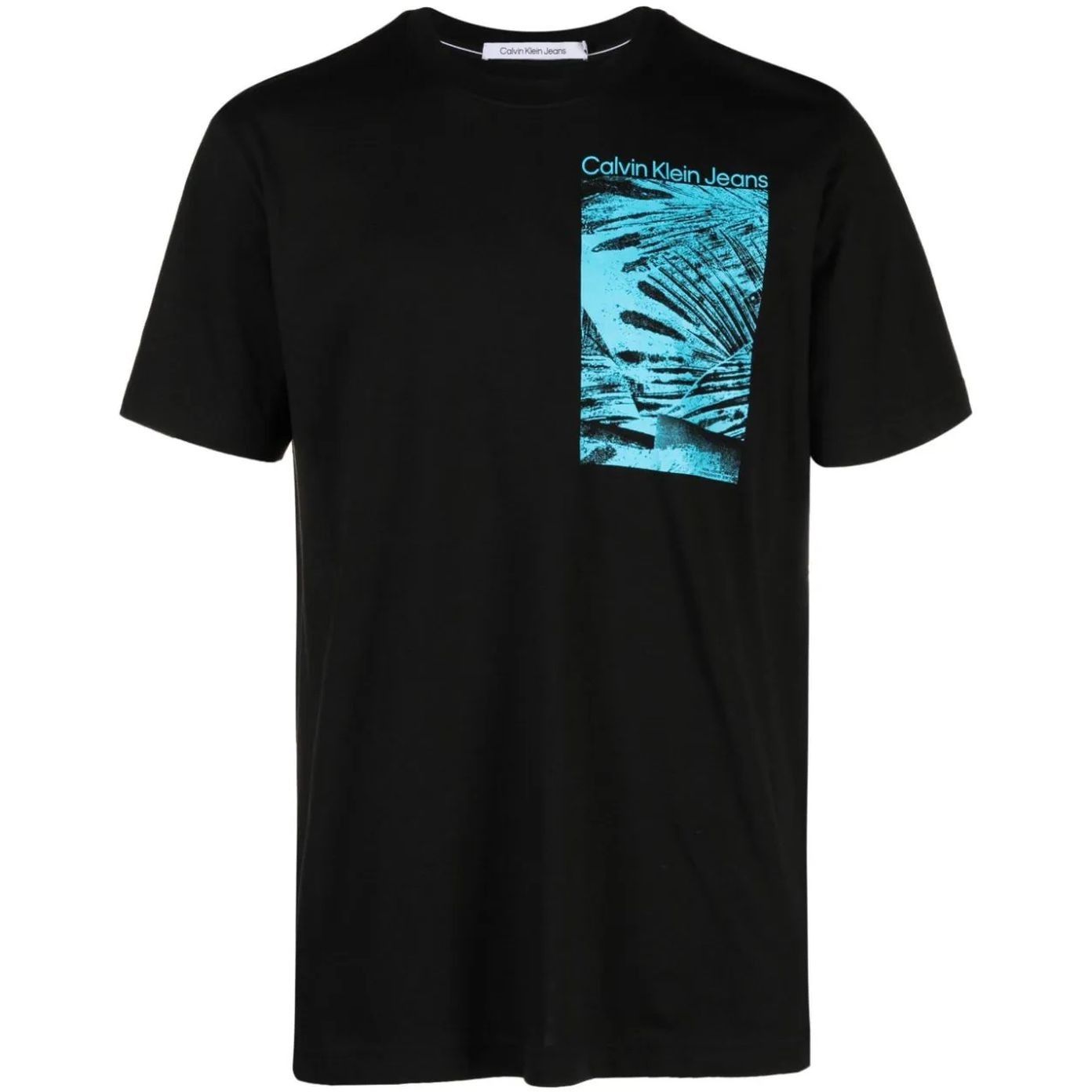CALVIN KLEIN JEANS Marškinėliai trump. rankovėmis vyrams, Juoda, Palm print regular tee 1