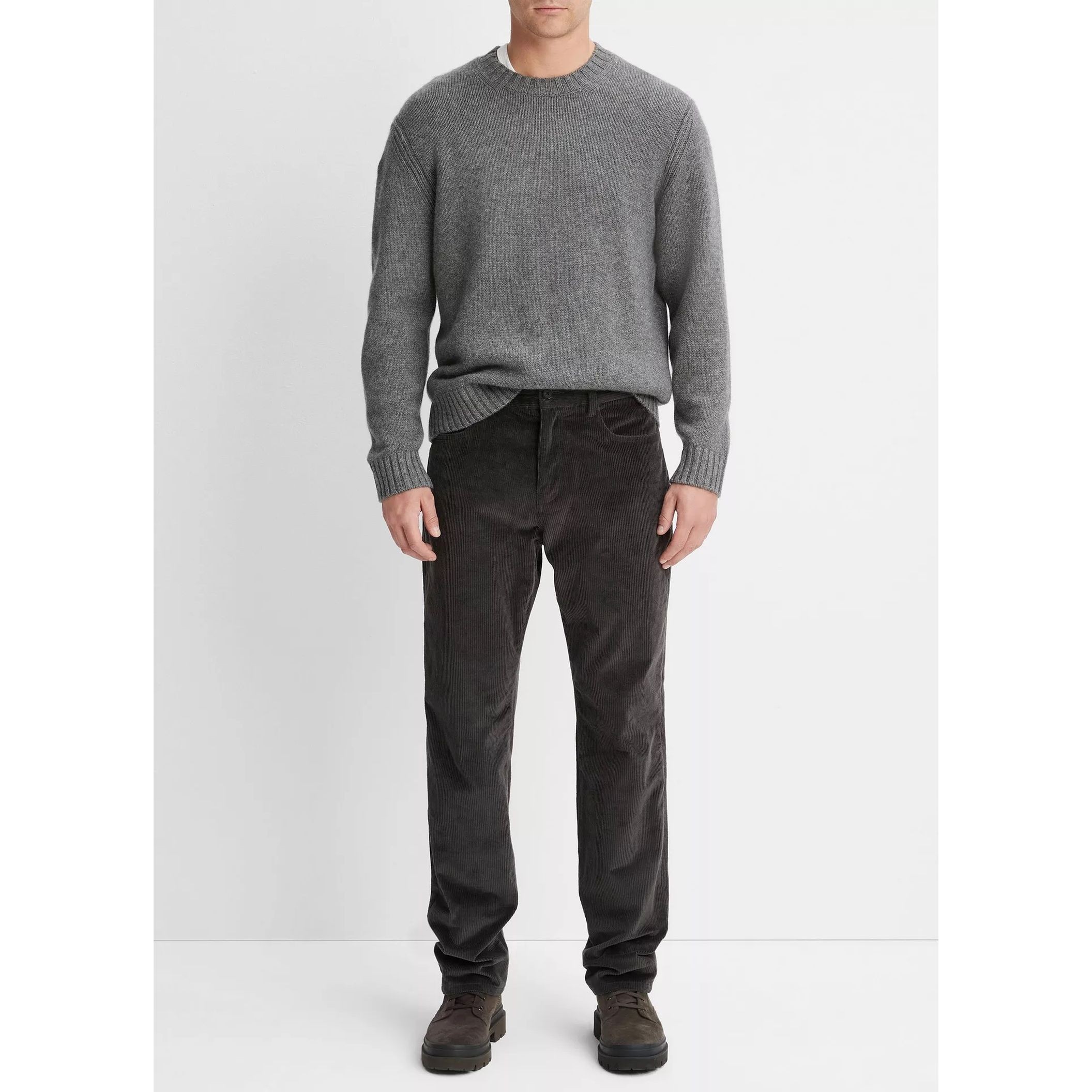 VINCE Laisvalaikio kelnės vyrams, Pilka, Wide wale corduroy pant 1