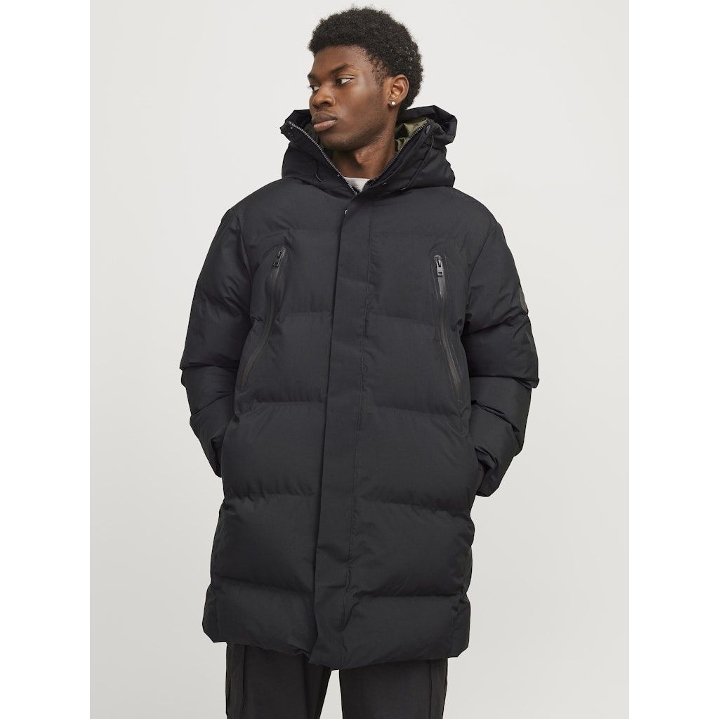 JACK & JONES Pūkinis paltas vyrams, Juoda, Alpha long puffer 4