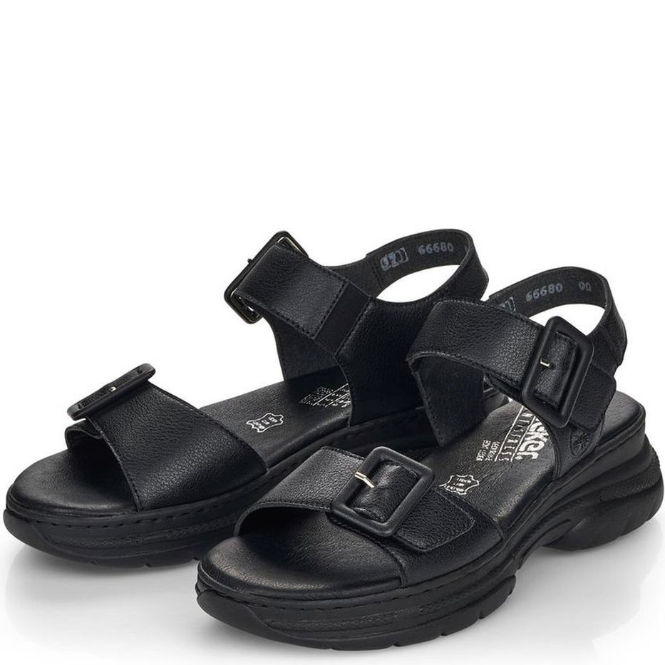 RIEKER Basutės moterims, Juoda, SANDALS 8