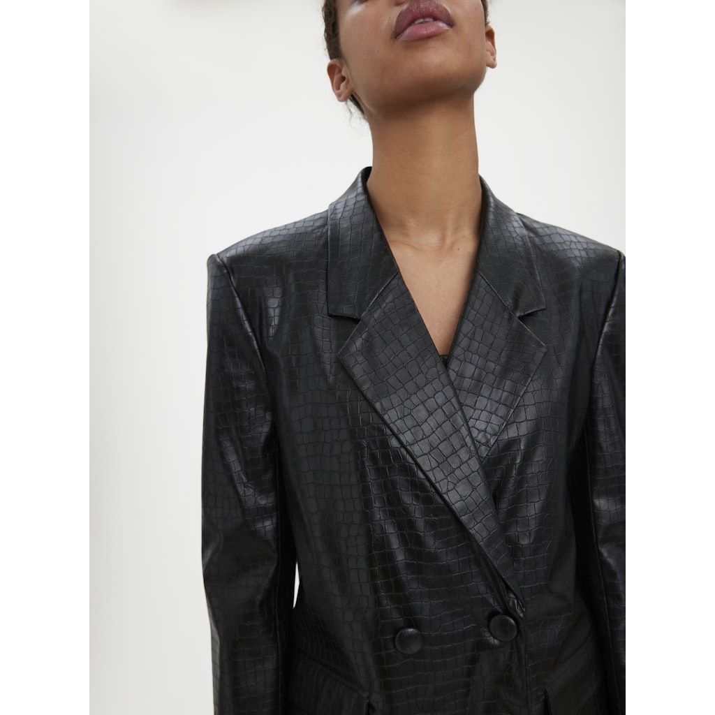 VERO MODA Švarkas moterims, Juoda, VMDAREEN LS PL CROC B 3