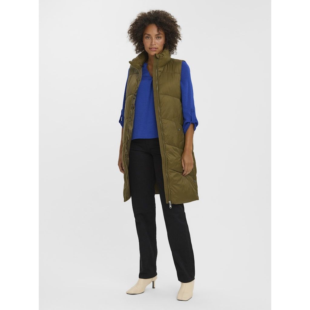 VERO MODA Paltas moterims, Žalia, VMUPPSALA 3-4 WAISTCO 4