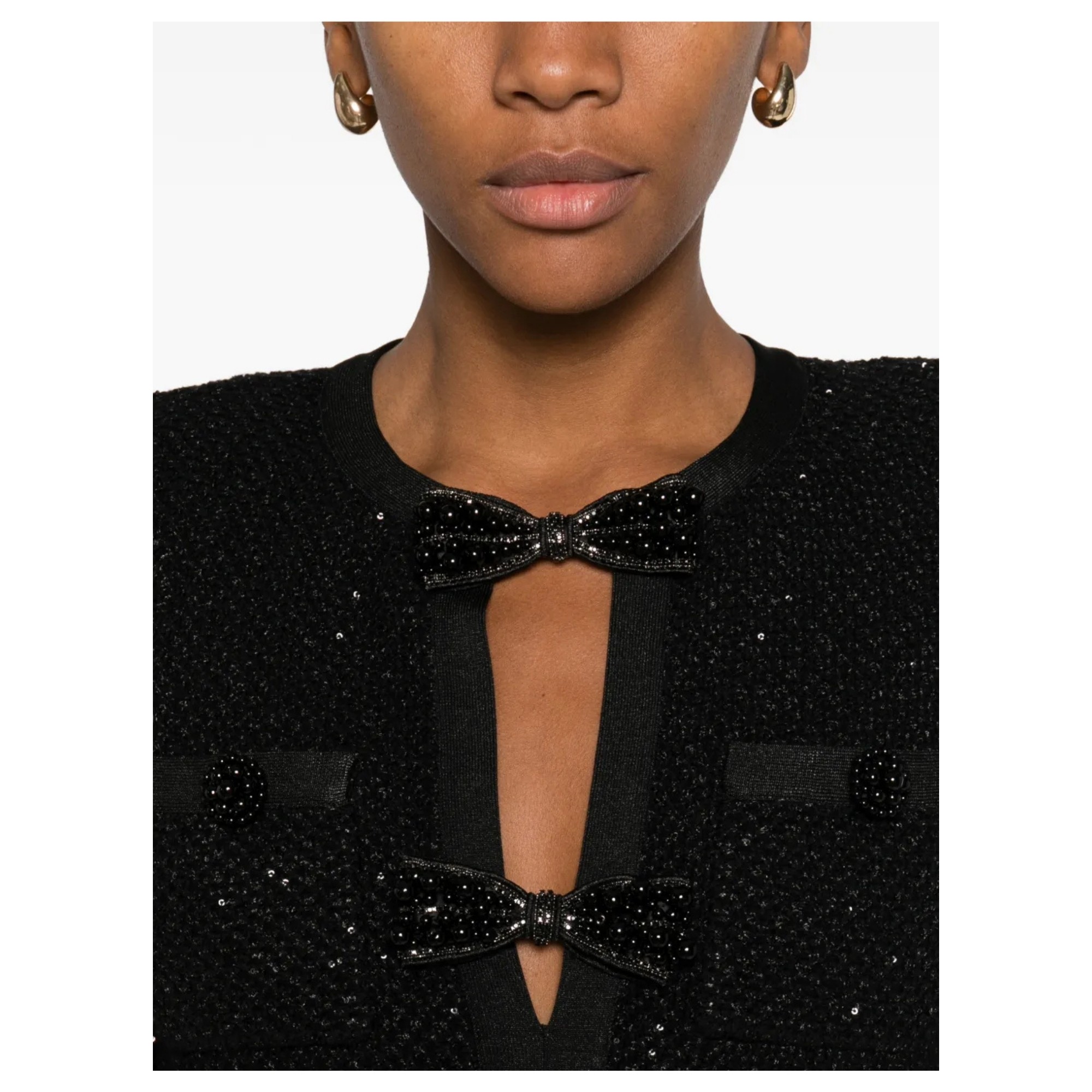 SELF PORTRAIT Mini suknelė moterims, Juoda, Sequin knit mini dress 5