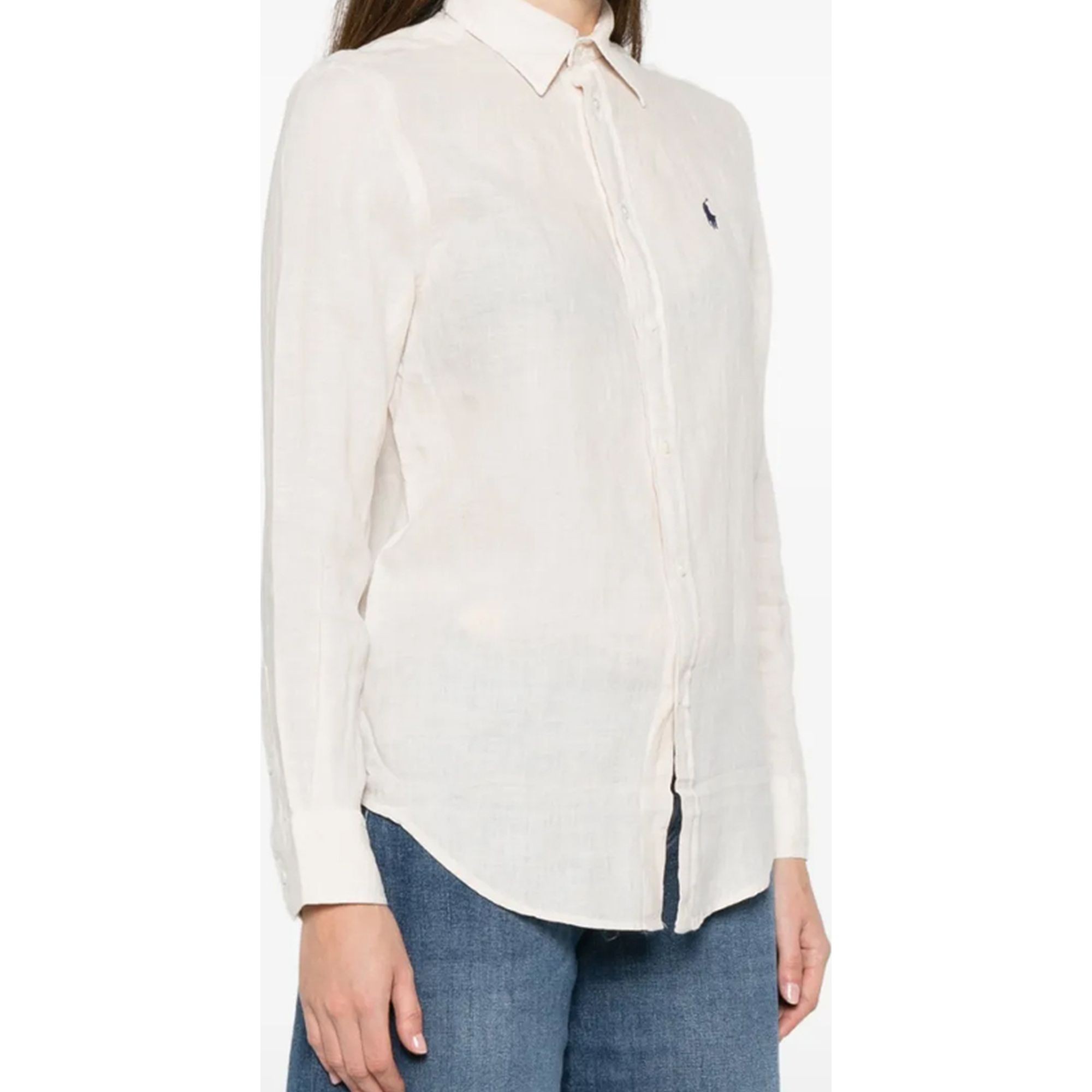 POLO RALPH LAUREN Marškiniai ilgomis rankovėmis moterims, Smėlio, Long sleeve-button front shirt 2