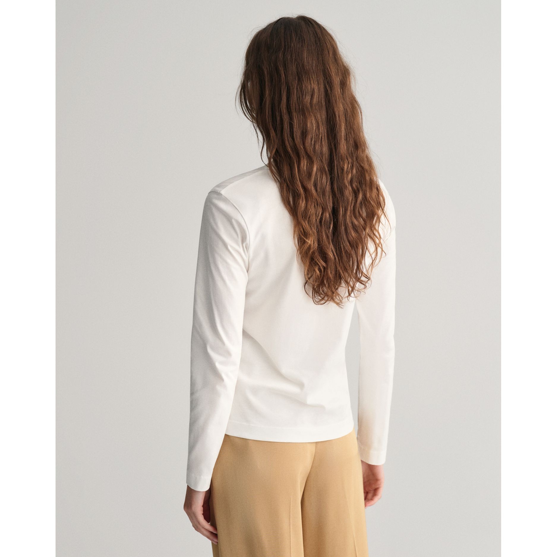 GANT Marškinėliai moterims, Balta, REG SHIELD LS T-SHIRT 4