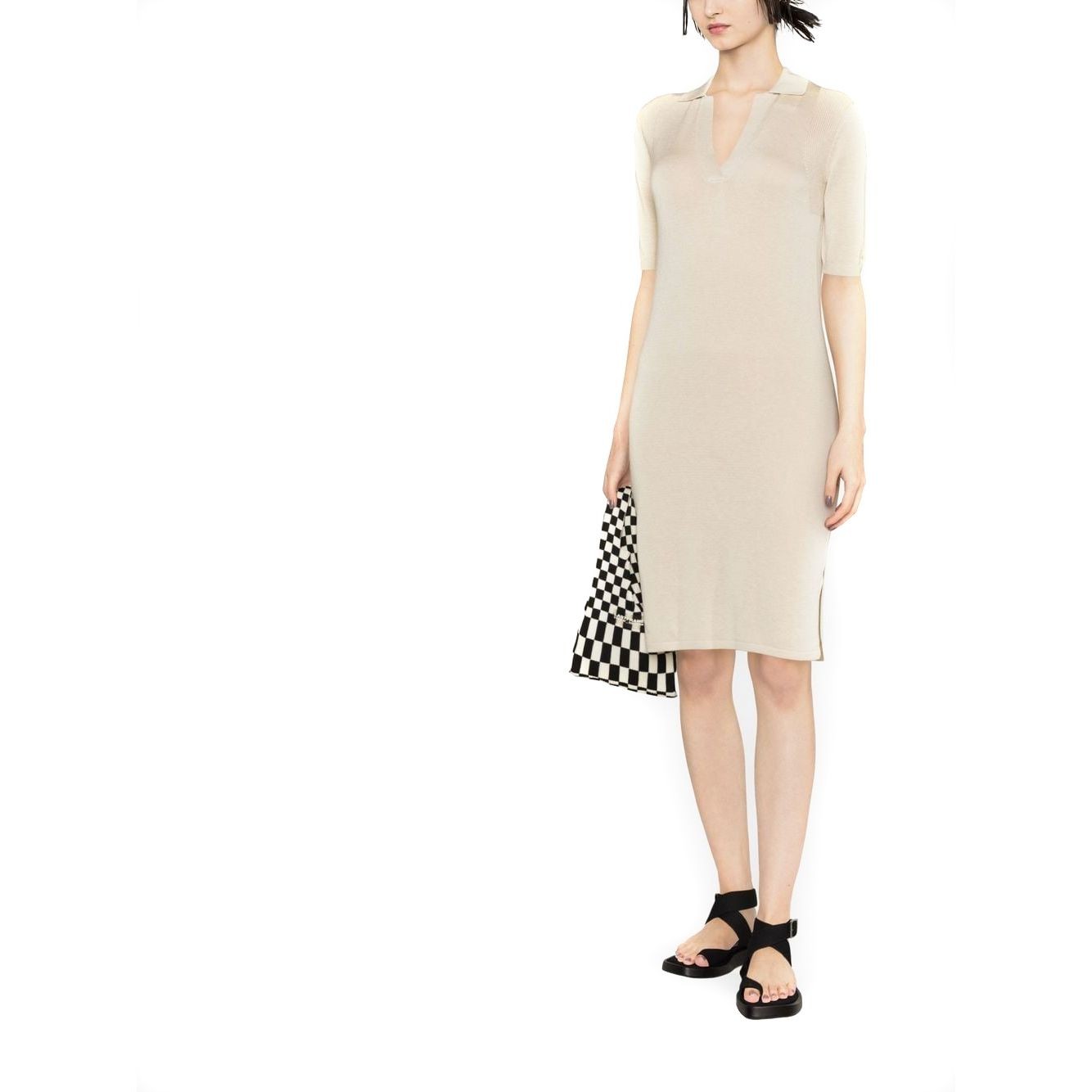 CALVIN KLEIN Midi suknelė moterims, Smėlio, Lyocell blend polo dress 2