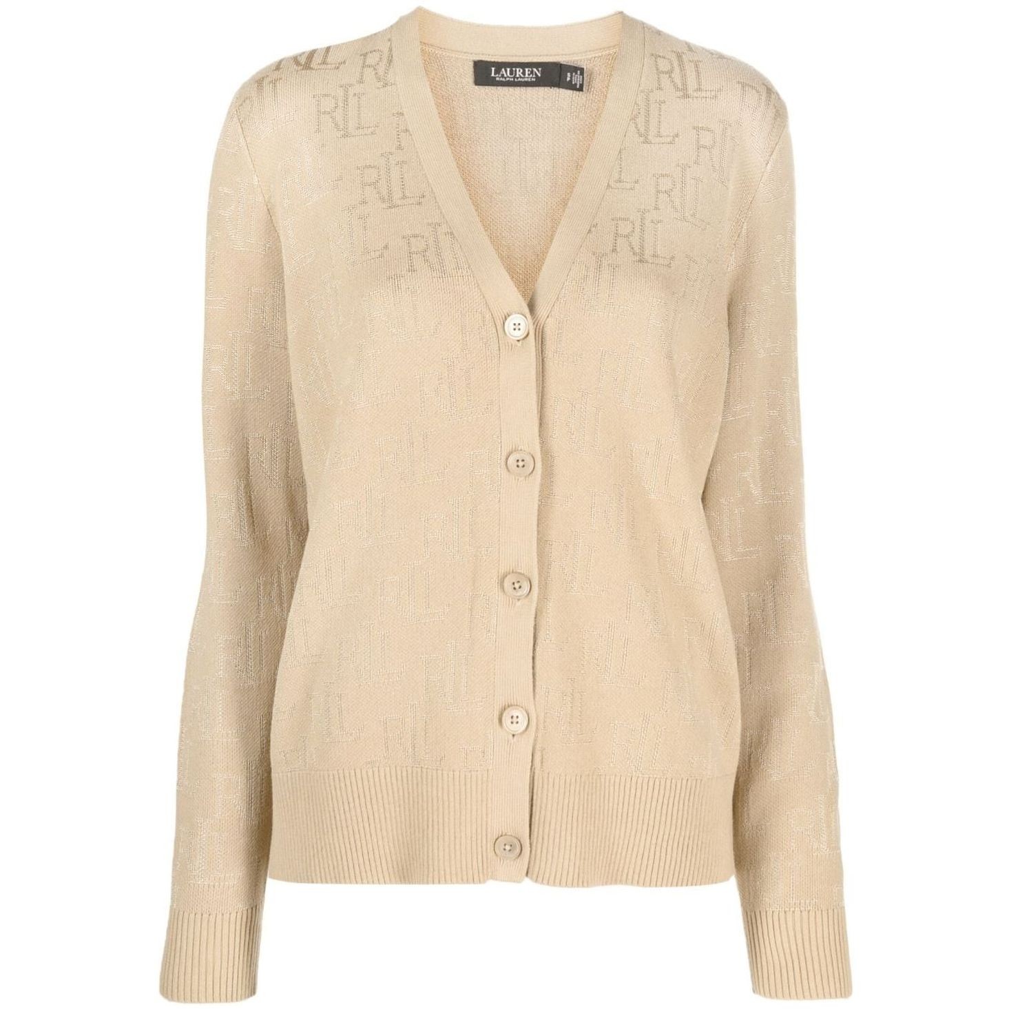 LAUREN RALPH LAUREN Kardiganas moterims, Smėlio, Lerlit long sleeve cardigan 1