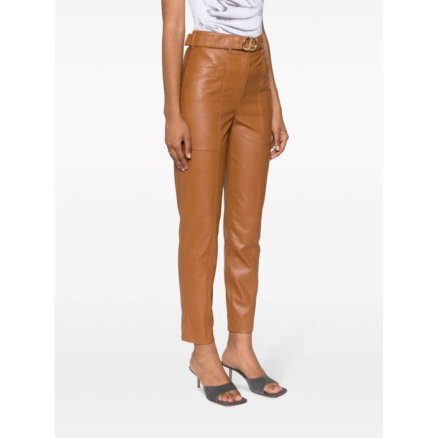 TWINSET Laisvalaikio kelnės moterims, Ruda, Leather pants 3