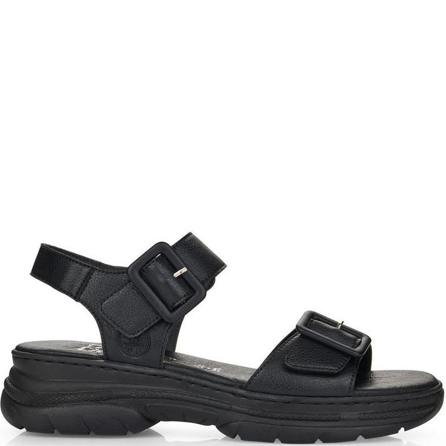 RIEKER Basutės moterims, Juoda, SANDALS 2