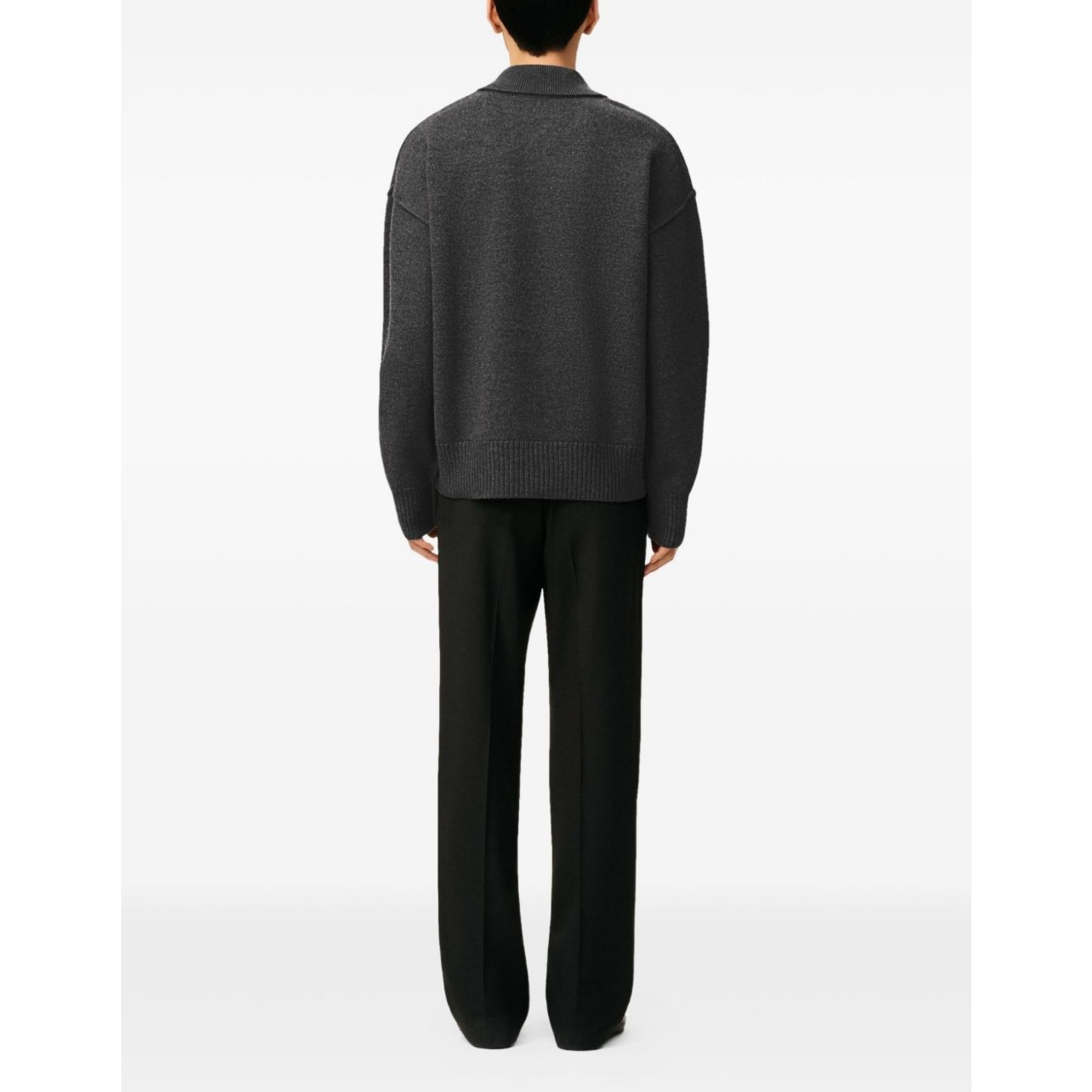 AMI PARIS Megztinis, Pilka, Ami de coeur polo sweater 3