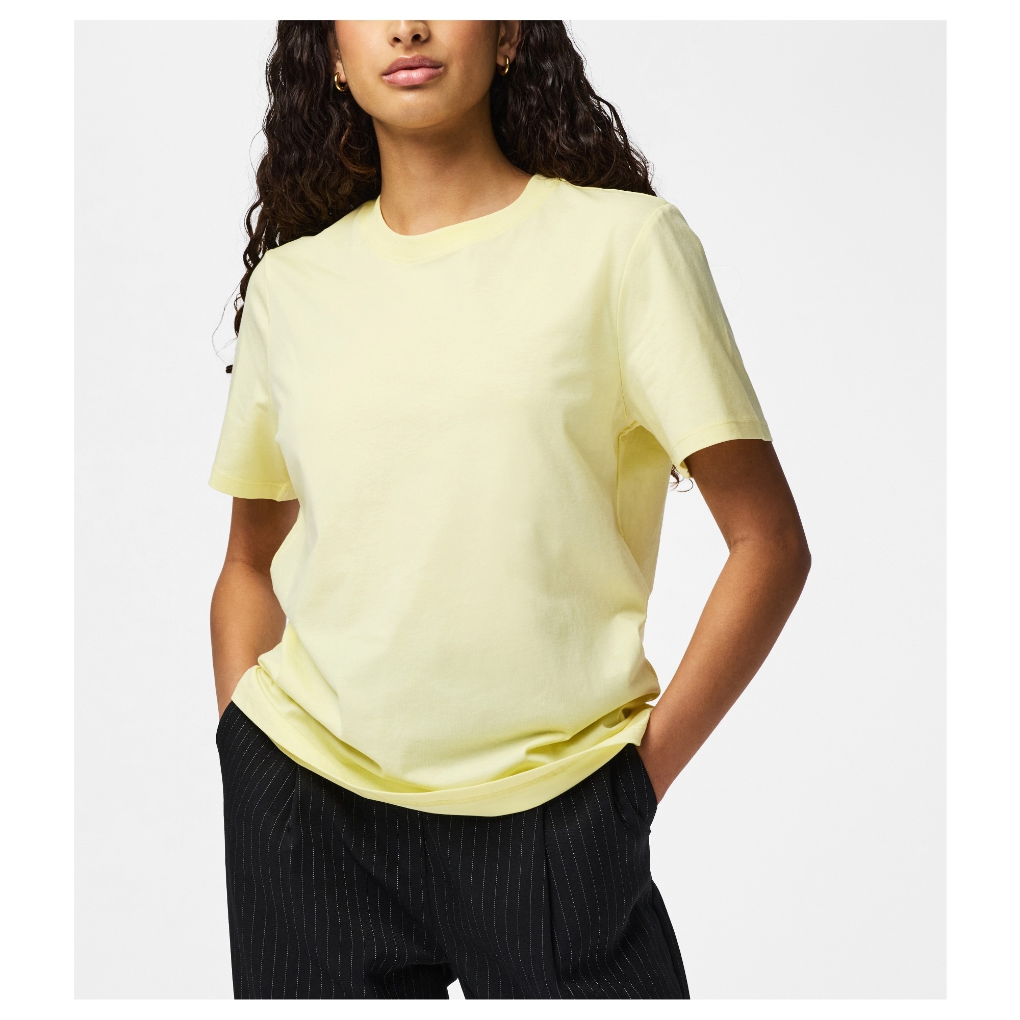 PIECES Marškinėliai moterims, Geltona, Ria solid 3