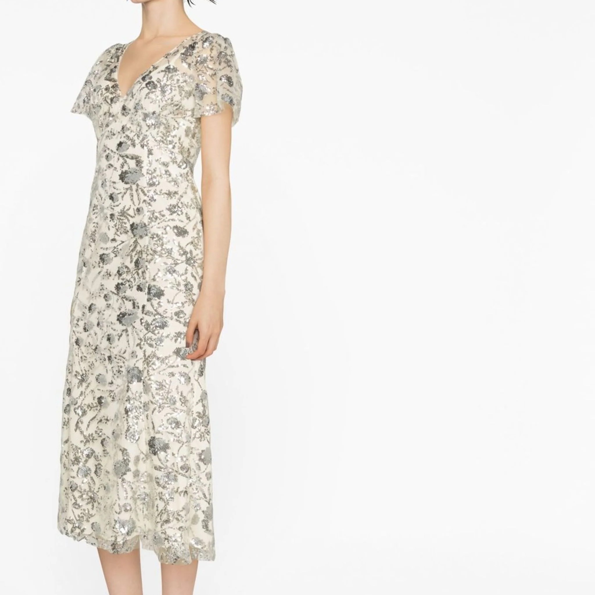 SELF PORTRAIT Midi suknelė moterims, Kūno, Champagne sequinned midi dress 4