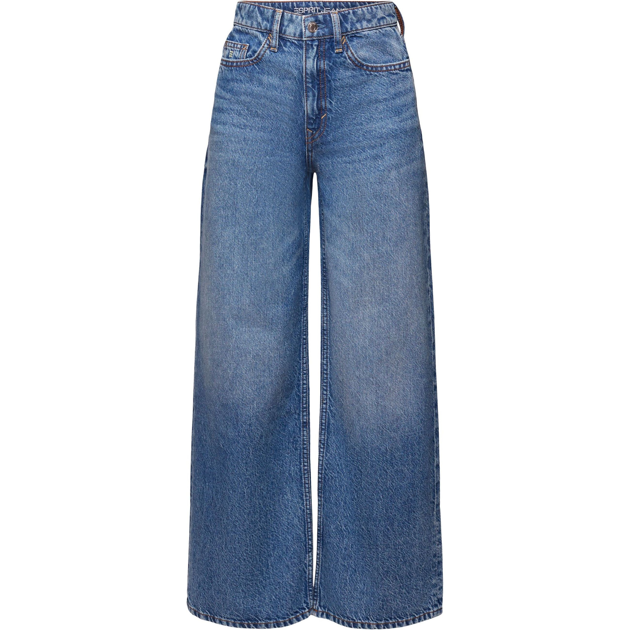 ESPRIT Platūs džinsai moterims, Mėlyna, High-Rise Wide-Leg Retro Jeans 1