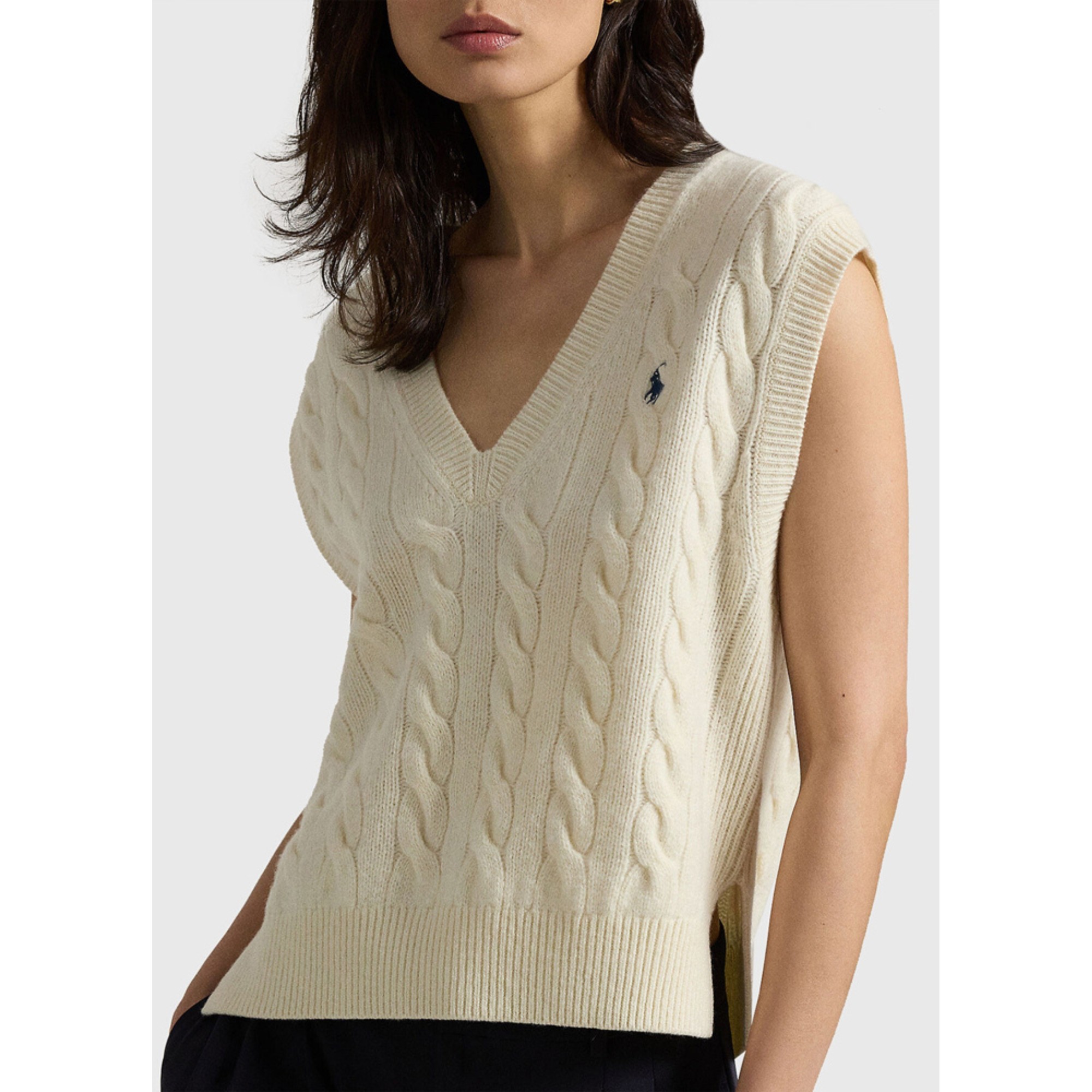 POLO RALPH LAUREN Megztinis moterims, Smėlio, Sleeveless pullover 3
