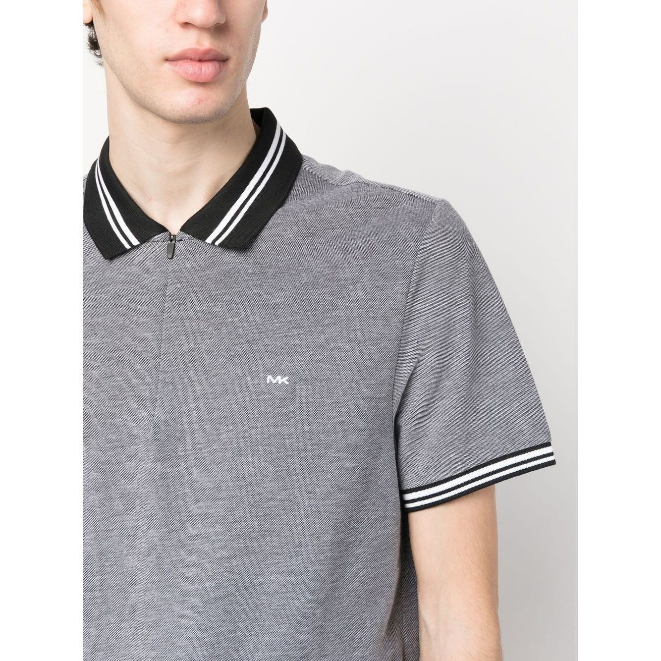 MICHAEL KORS Polo marškiniai trumpos rank. vyrams, Juoda, Birdseye zip polo 4