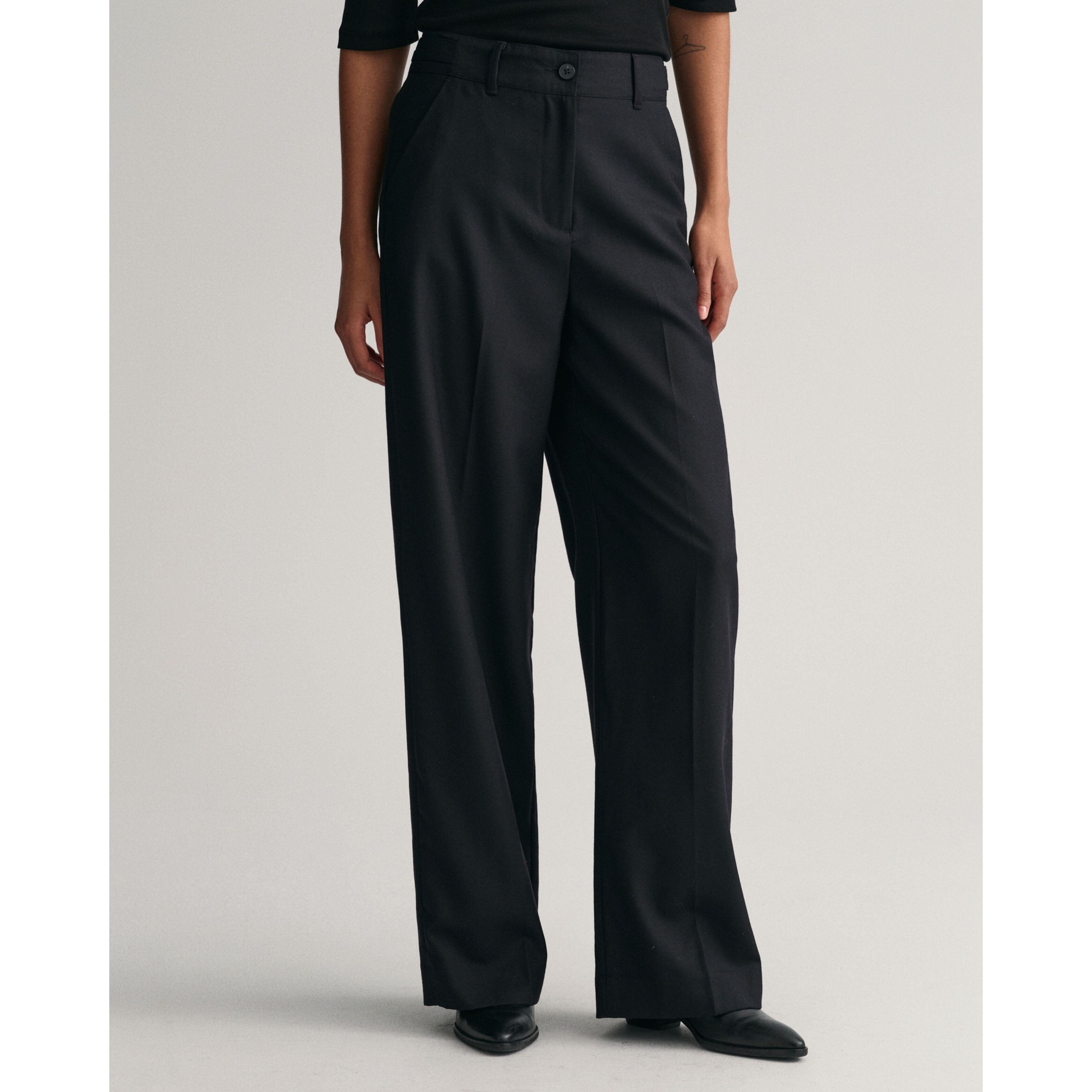 GANT Kelnės moterims, Juoda, HW STRAIGHT PANTS 2