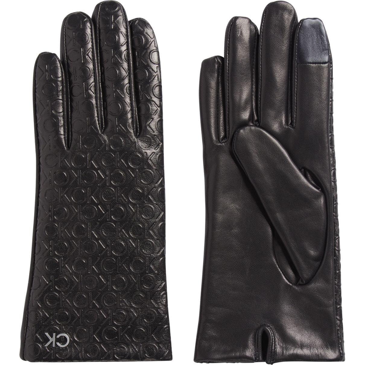 CALVIN KLEIN Pirštuotos pirštinės moterims, Juoda, Re-lo gloves