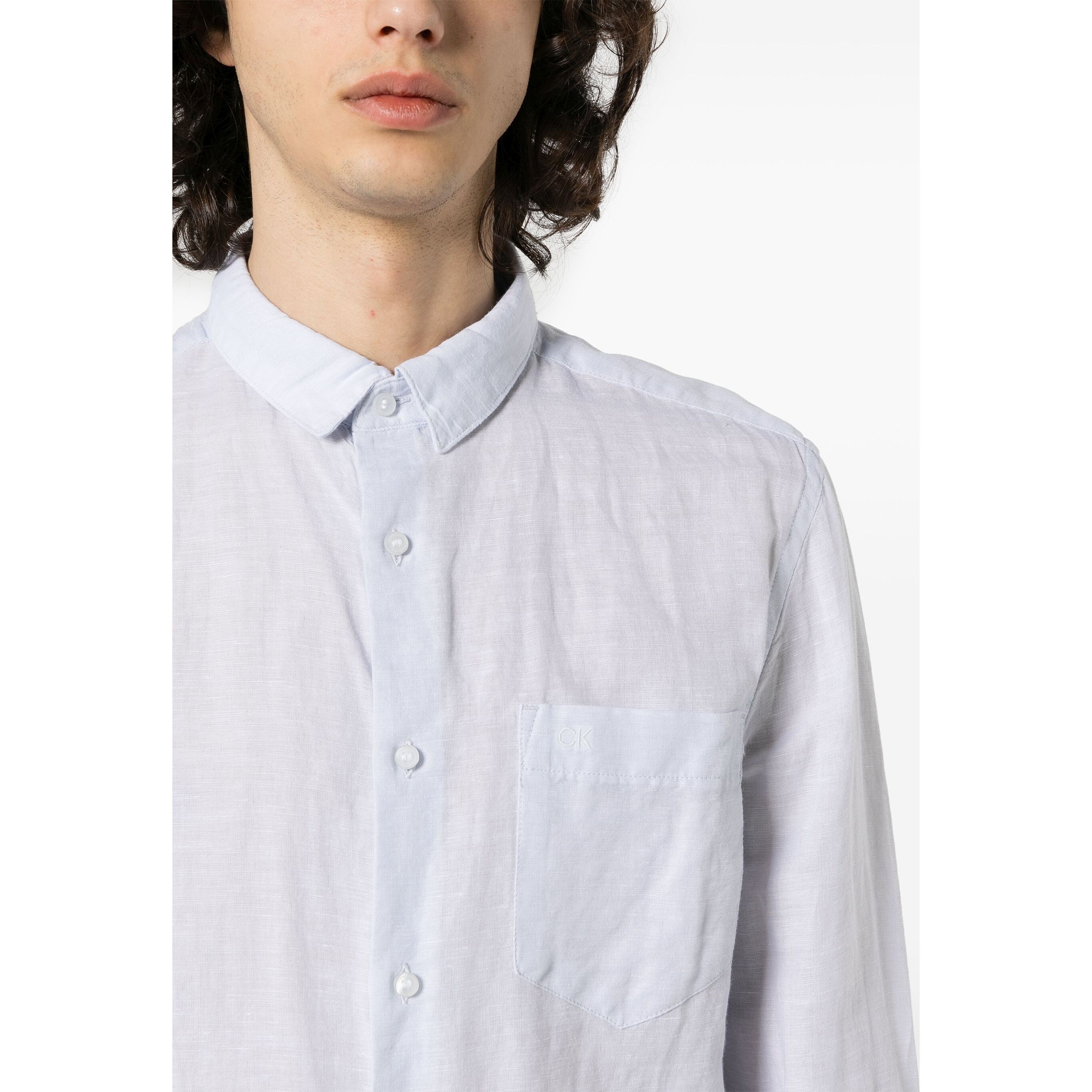 CALVIN KLEIN Marškiniai ilgomis rankovėmis vyrams, Mėlyna, L/s shirt 4