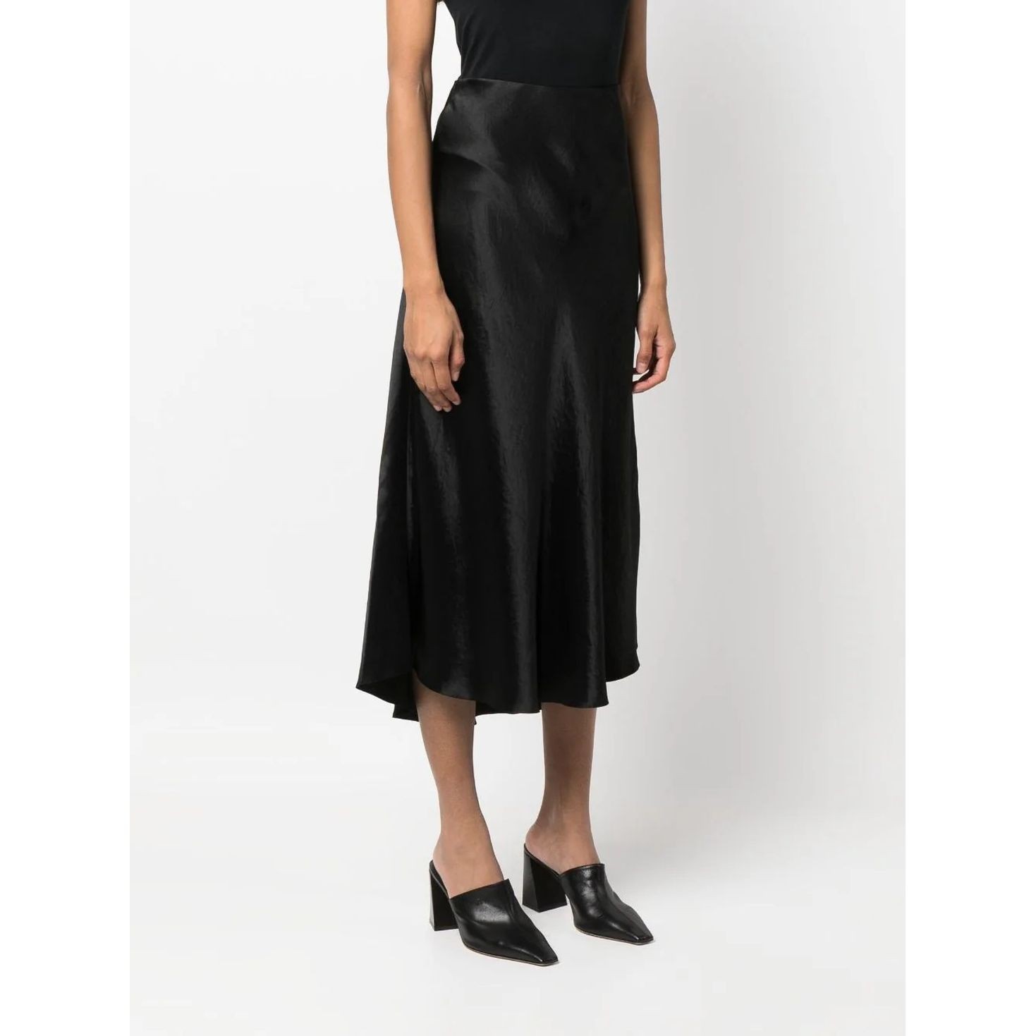 VINCE Maxi sijonas moterims, Juoda, Shaped hem bias slip skirt 3