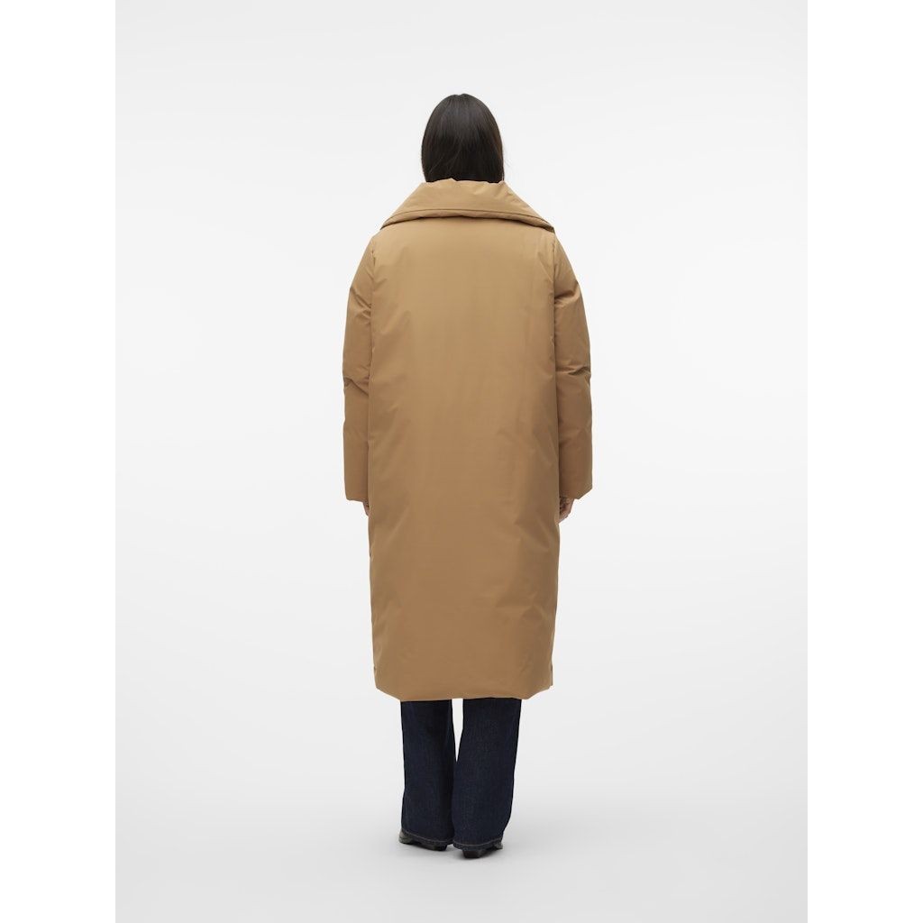 VERO MODA Pūkinis paltas moterims, Ruda, Rikke long down coat 3