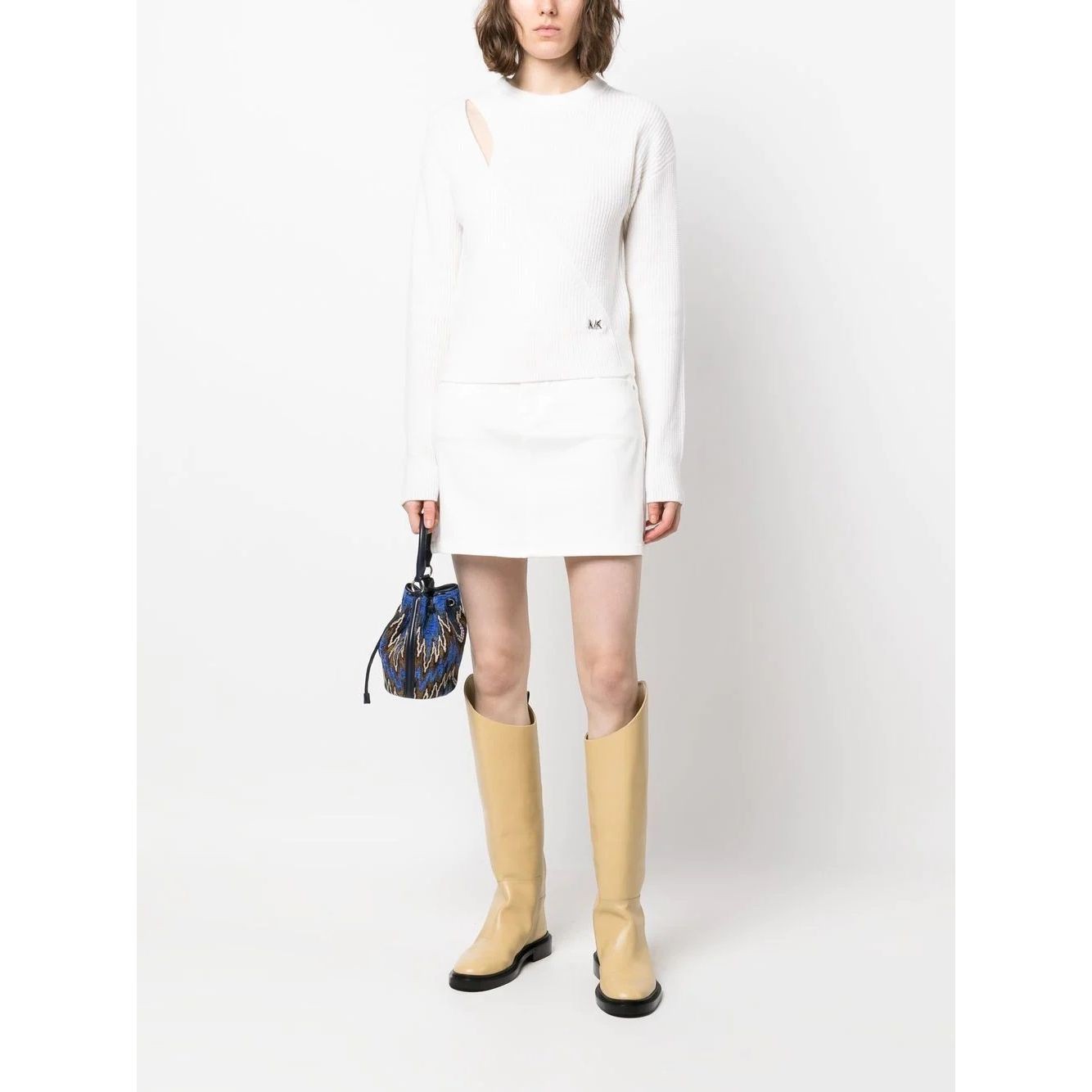 MICHAEL KORS Megztinis moterims, Balta, Key hole cut-out sweater 2