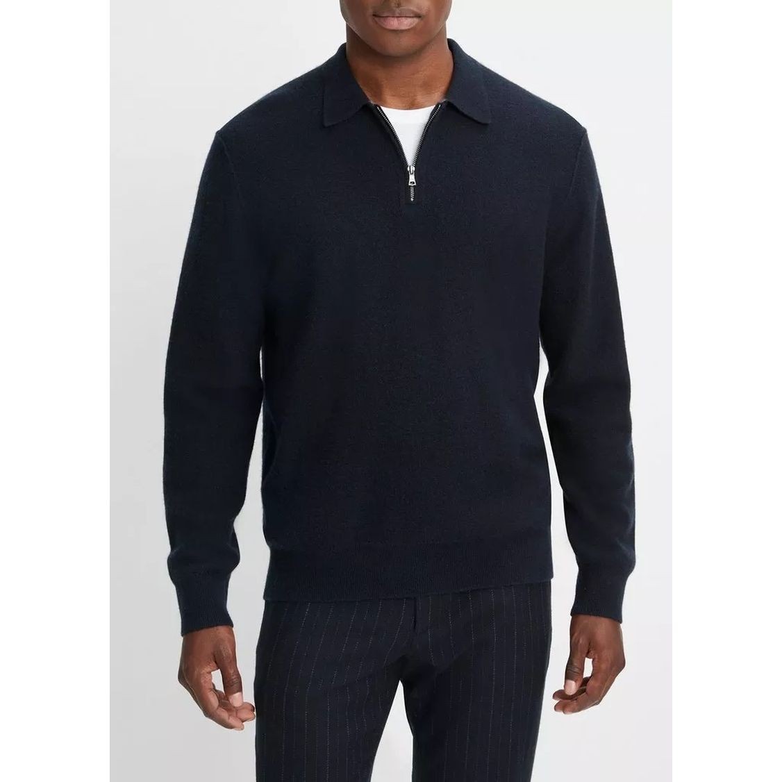 VINCE Laisvalaikio kelnės vyrams, Mėlyna, Boiled cashmere qtr zip 2