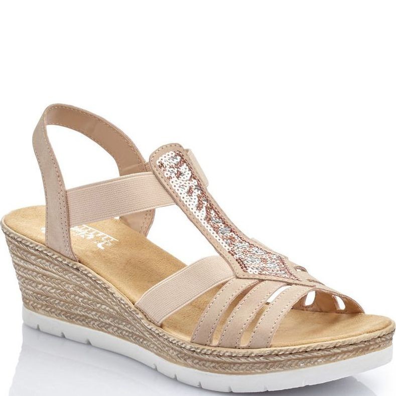 RIEKER Basutės moterims, Rožinė, SANDALS 1