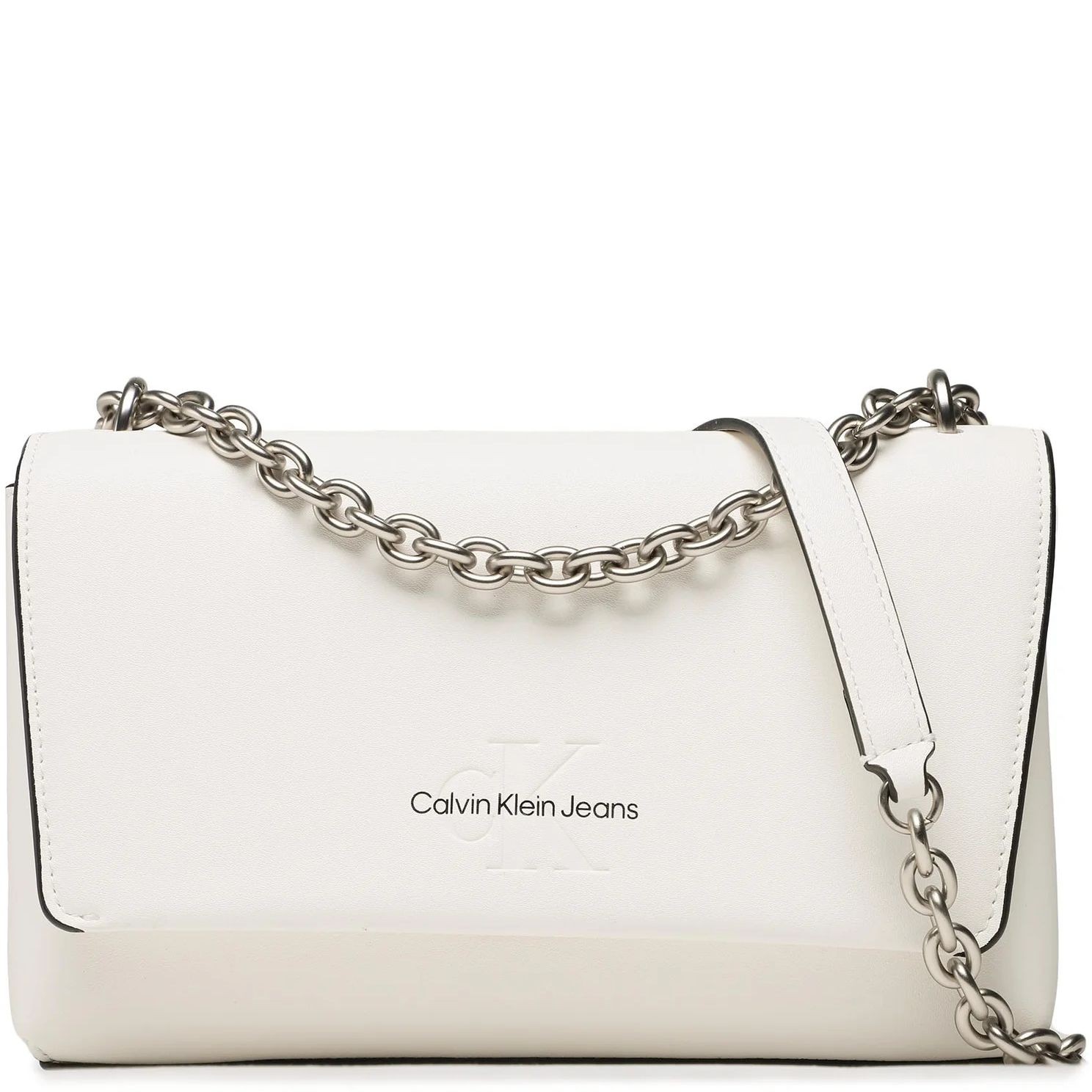 CALVIN KLEIN JEANS Rankinė per petį moterims, Balta, Sculpted flap chain crossbody 1