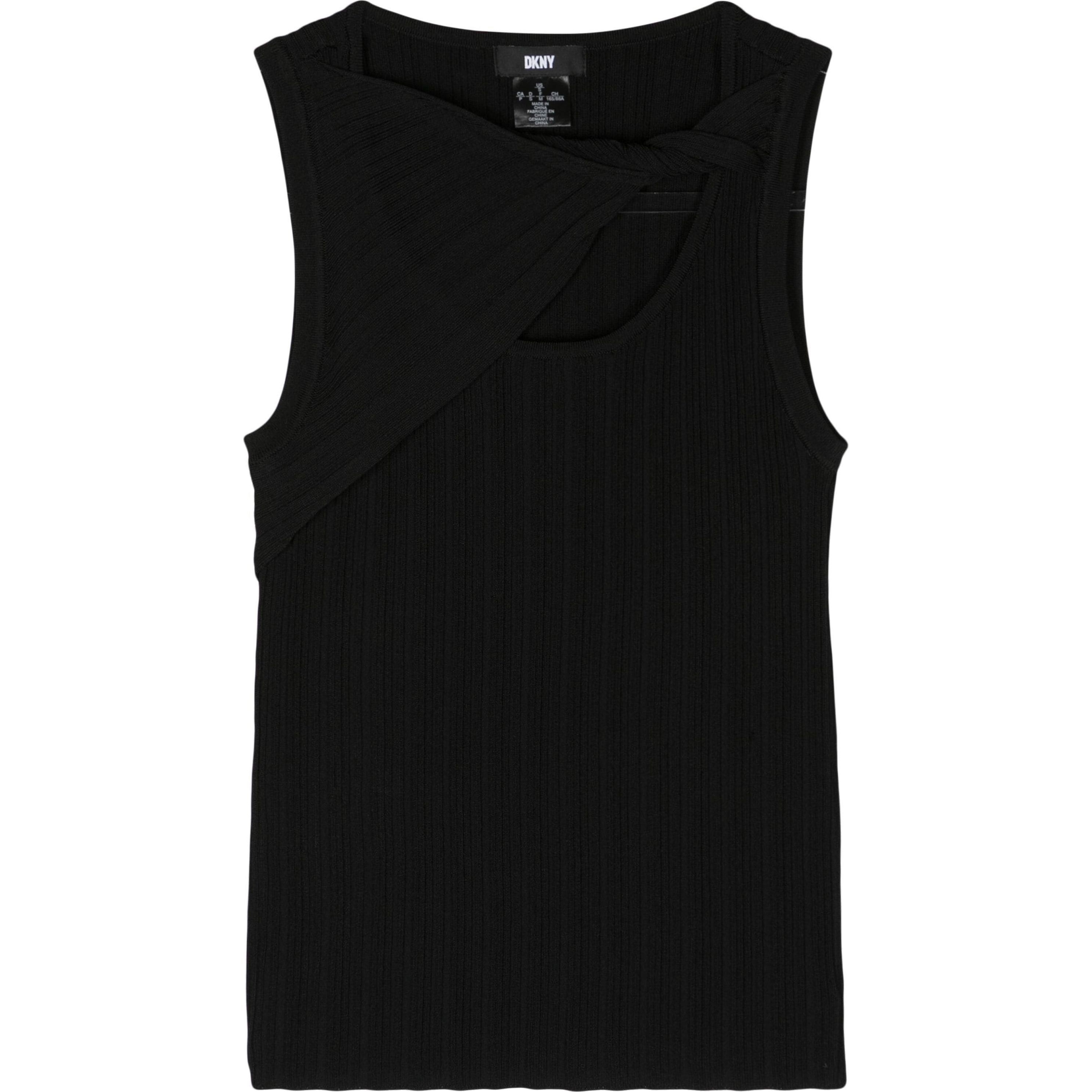 DKNY Marškiniai be rankovių moterims, Juoda, Cut out ribbed top 1
