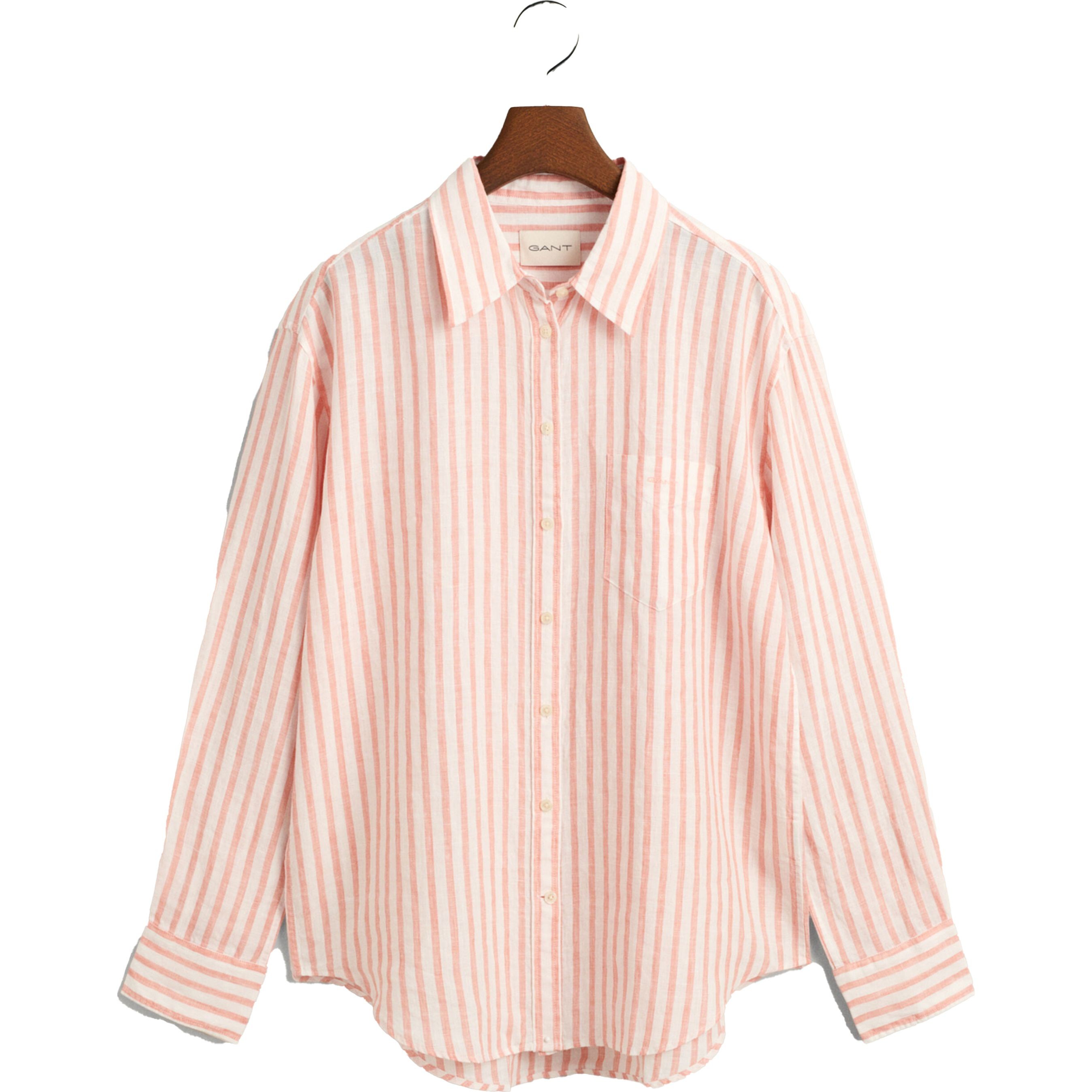 GANT Marškiniai moterims, Rožinė, REL LINEN BLEND OVERSHIRT 1