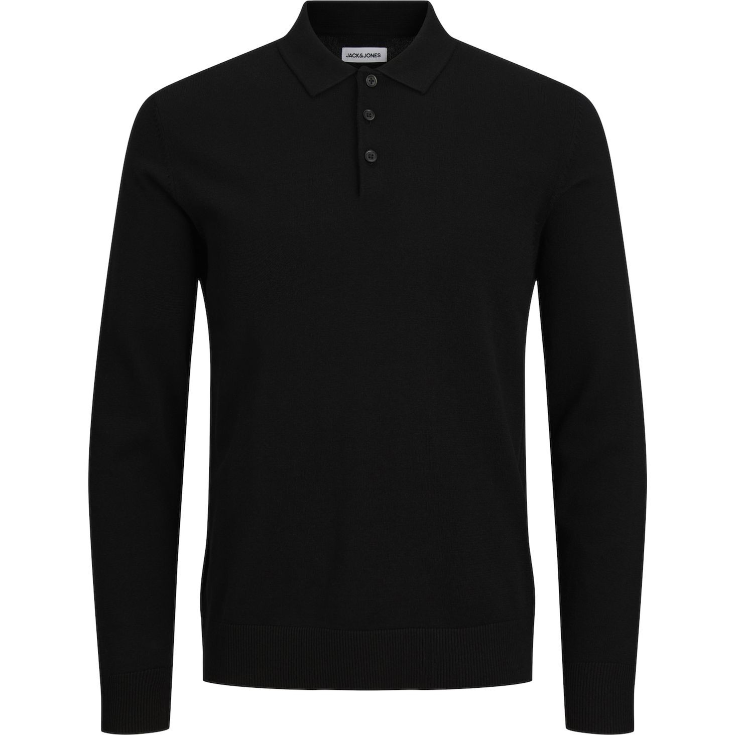 JACK & JONES Polo marškiniai ilgos rank. vyrams, Juoda, Fred knit polo