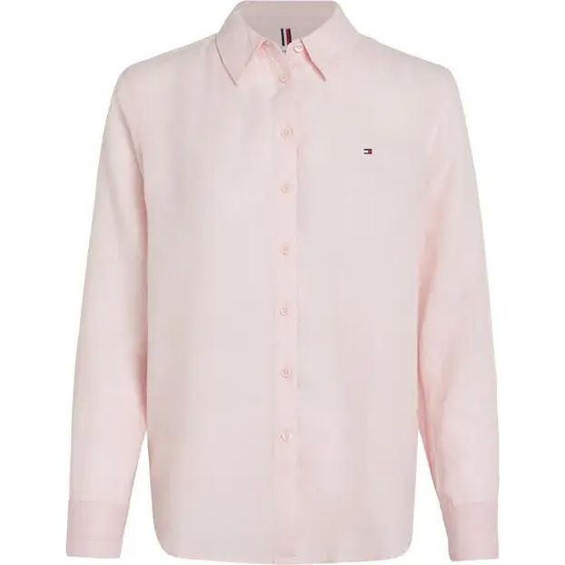 TOMMY HILFIGER Marškiniai ilgomis rankovėmis moterims, Rožinė, Linen relaxed shirt ls 1