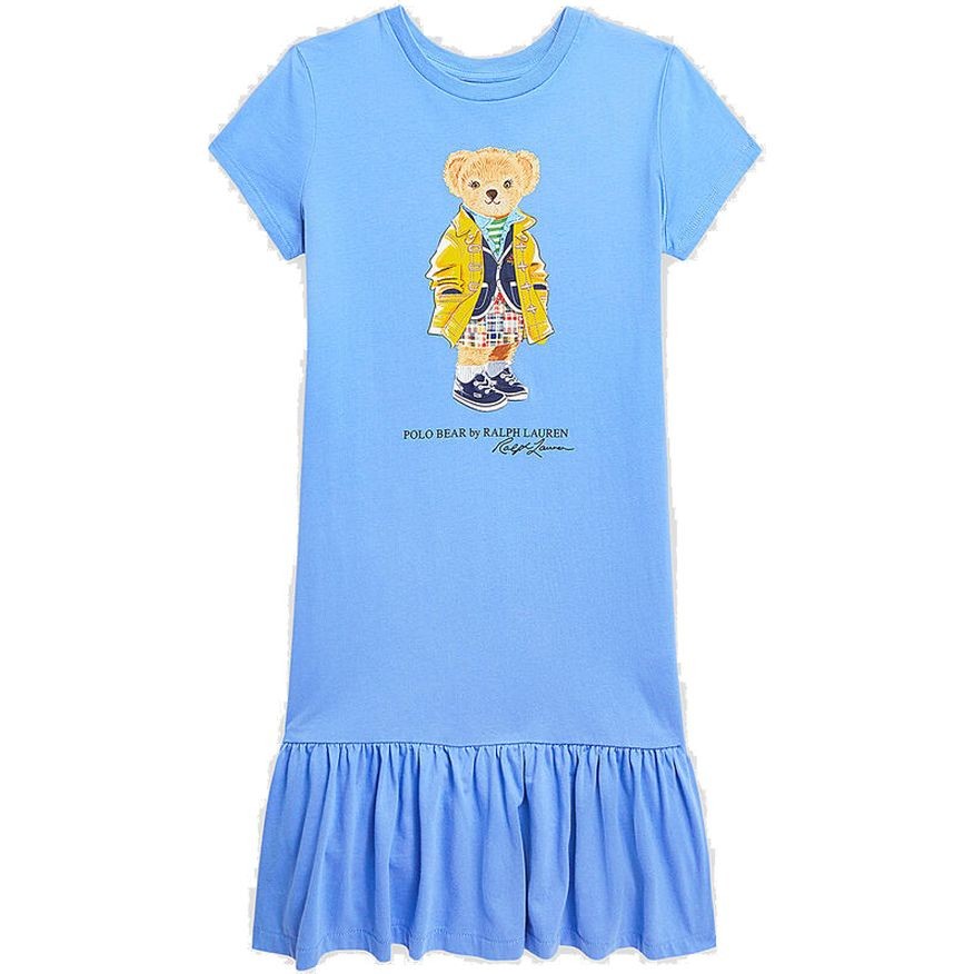 RALPH LAUREN KIDS Midi suknelė mergaitėms, Mėlyna, Bear day dress (7-16) 1