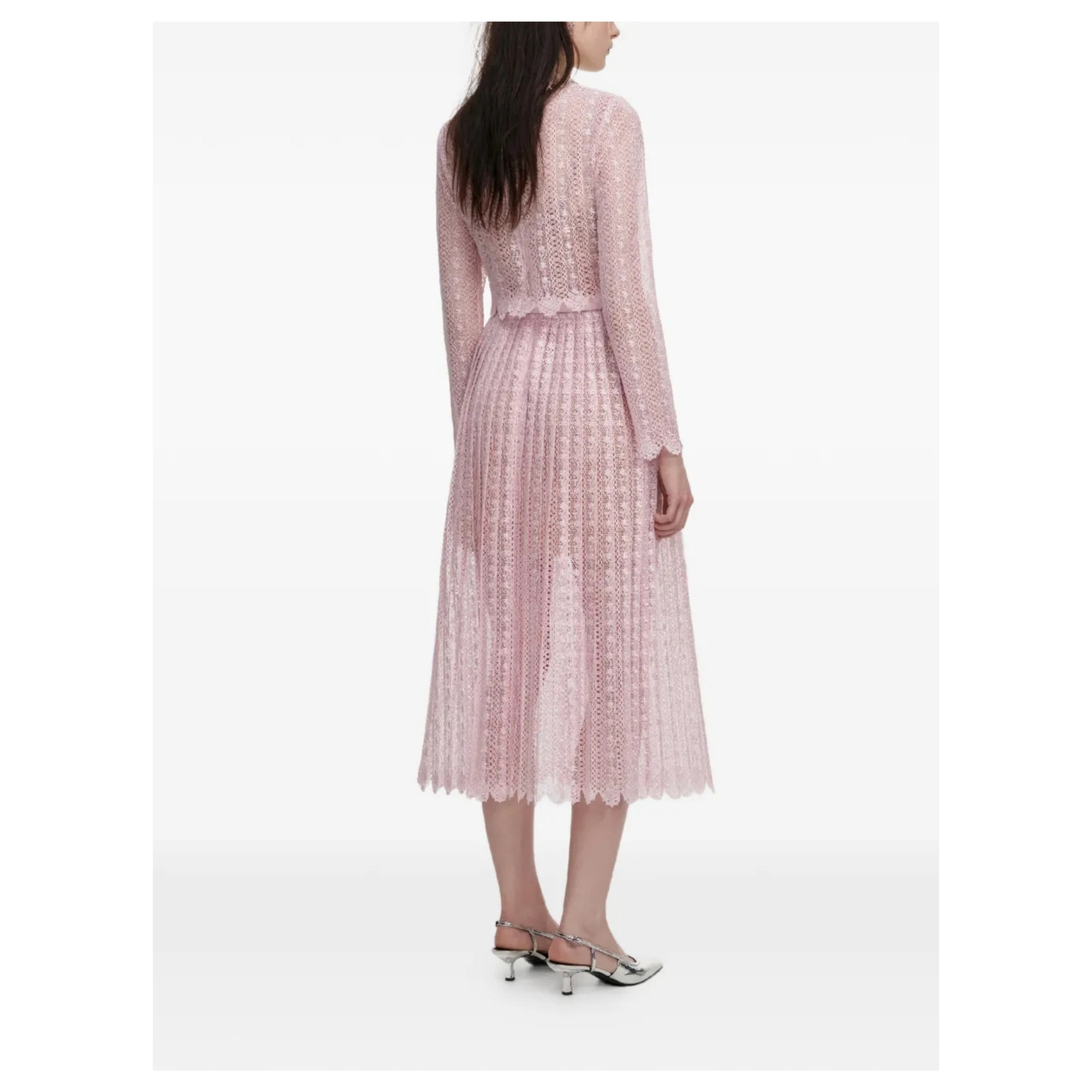 SELF PORTRAIT Midi suknelė moterims, Rožinė, Organza lace midi dress 3