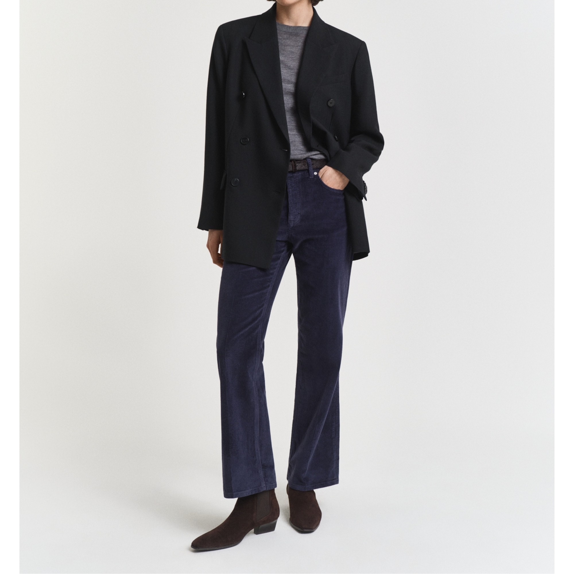 GANT Platėjantys džinsai moterims, Mėlyna, corduroy flare jeans 4