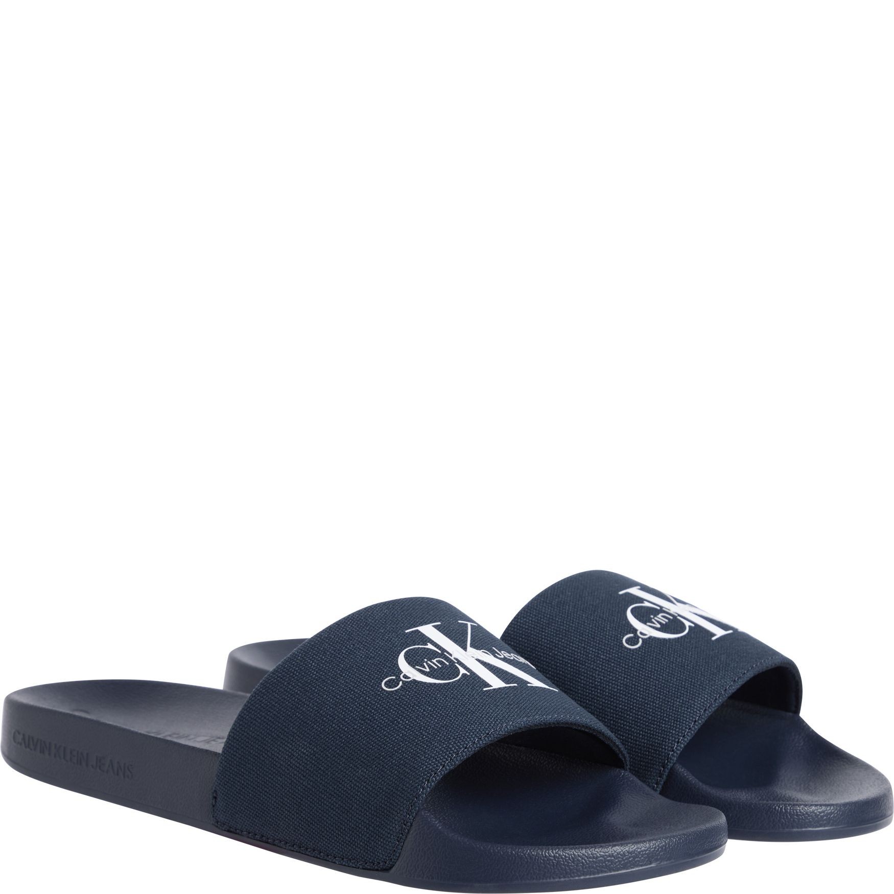 CALVIN KLEIN JEANS Guminės šlepetės vyrams, Mėlyna, Slide monogram 1