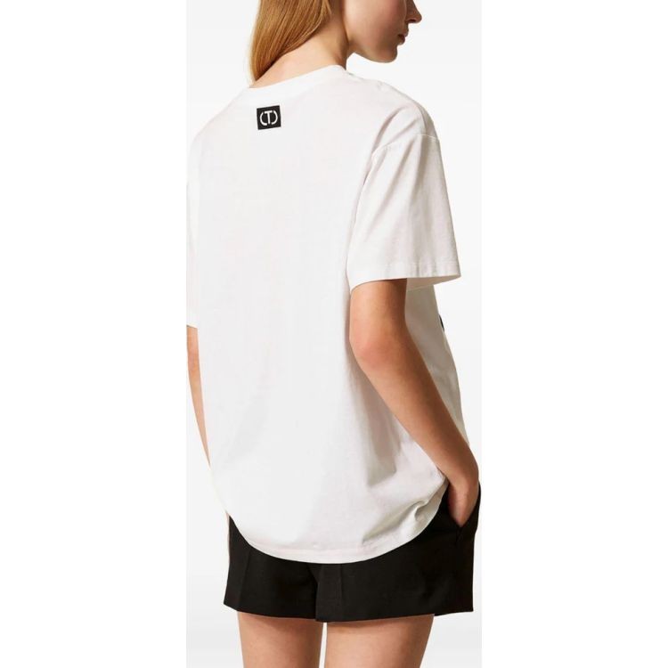 TWINSET Marškinėliai trump. rankovėmis moterims, Balta, Knitted t-shirt 4