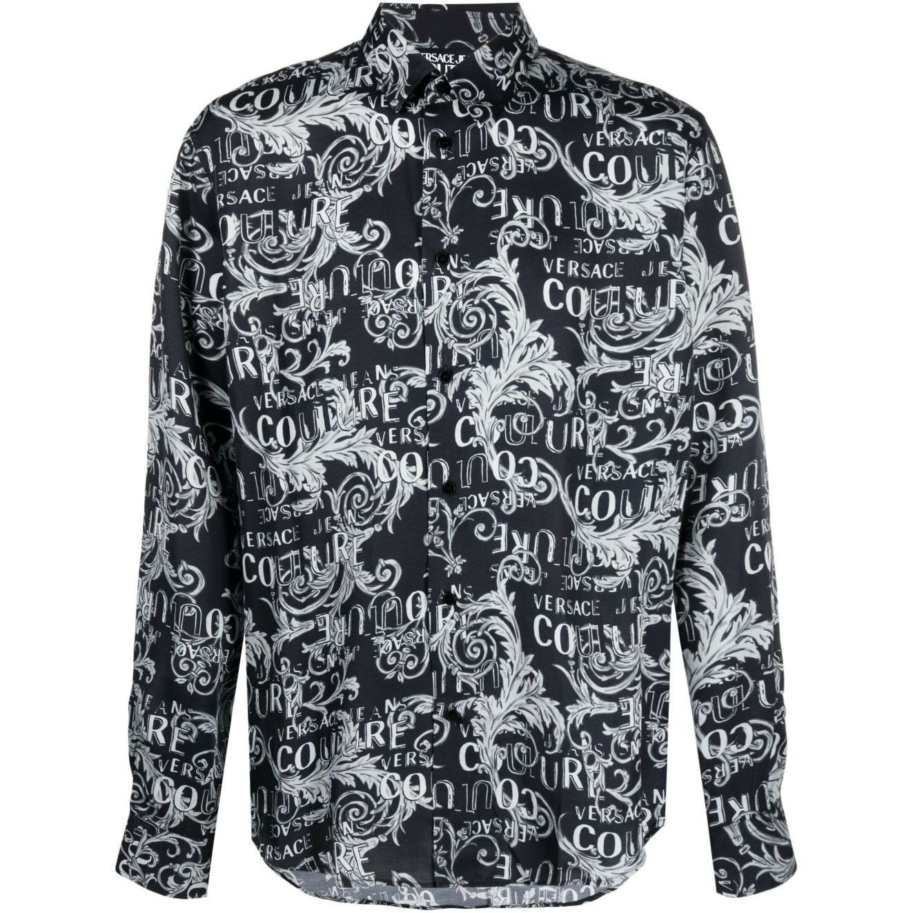 VERSACE JEANS CUTURE Marškiniai ilgomis rankovėmis vyrams, Pilka, Print logo baroque shirt