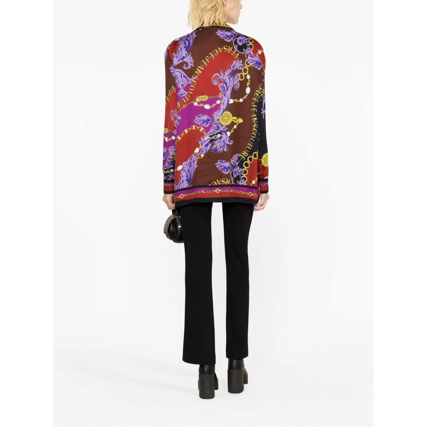 VERSACE JEANS CUTURE Marškiniai ilgomis rankovėmis moterims, purple, Chain couture shirt 3